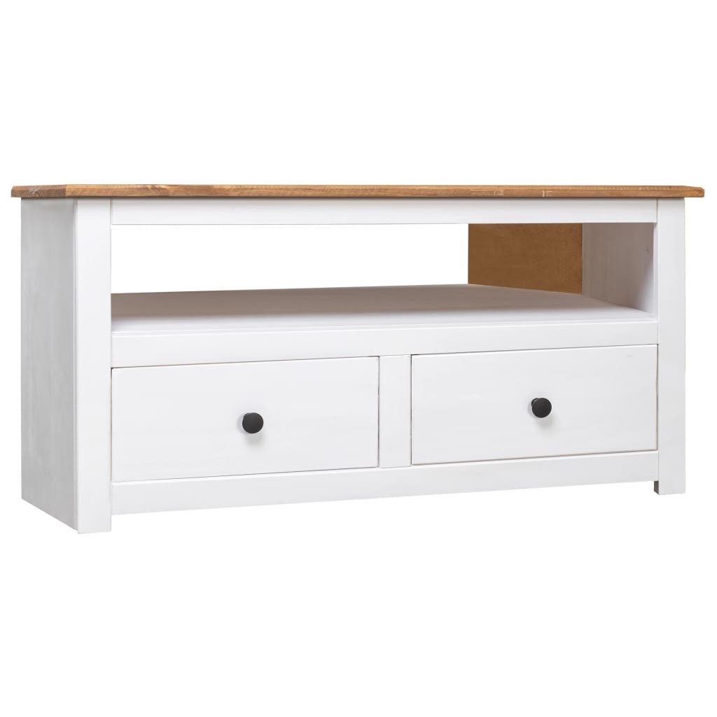 vidaXL TV-Schrank NA TV-Eckschrank Weiß 93x49x49 cm Massivholz Panama-Kiefer Fernseher K