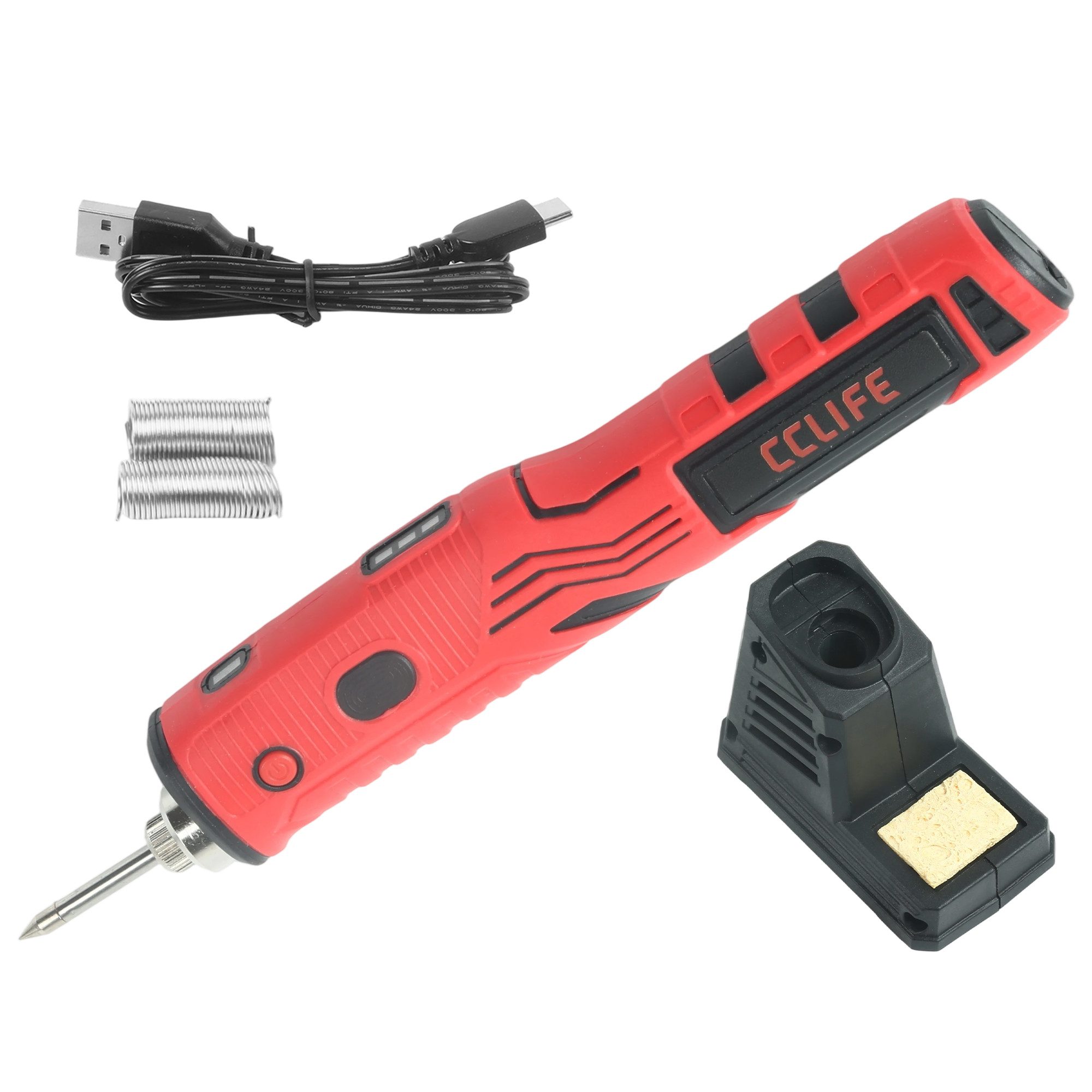 CCLIFE Lötpistole CCLIFE 8W Loetkolben Kabellos 480 Grad mit Basis USB Wiederaufladbar
