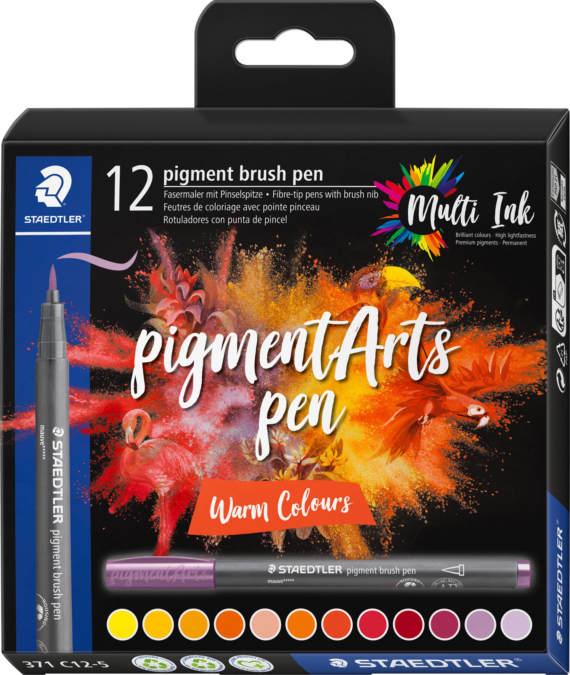 STAEDTLER Pinselstift Pigment brush pen, 12er-Set