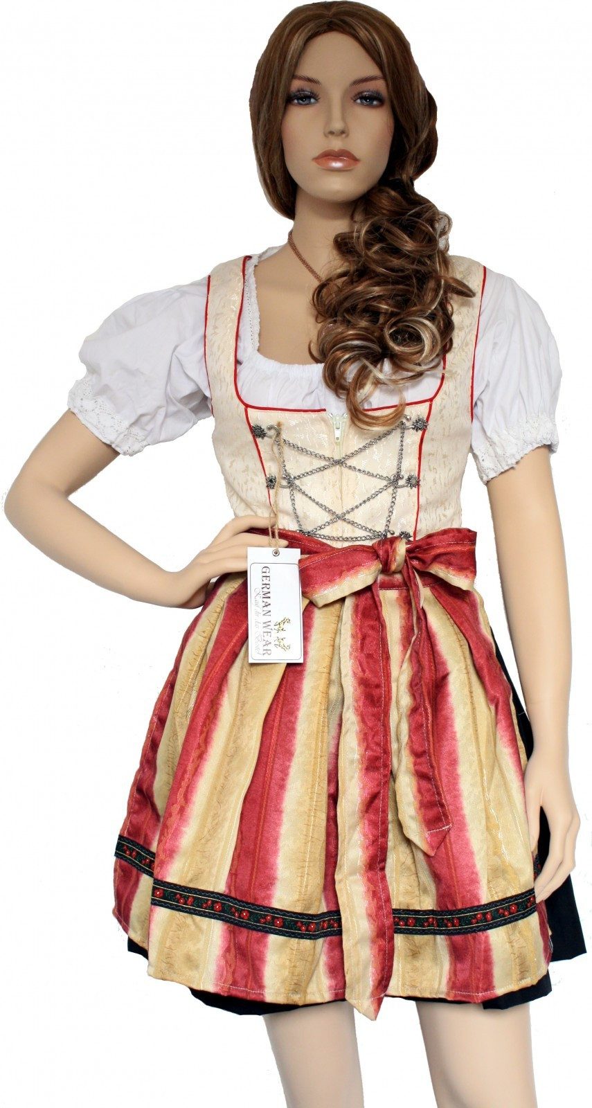 German Wear Dirndlschürze GW1306, 3-teilig Mini Dirndl Set Dirndel CREME Trachtenmode