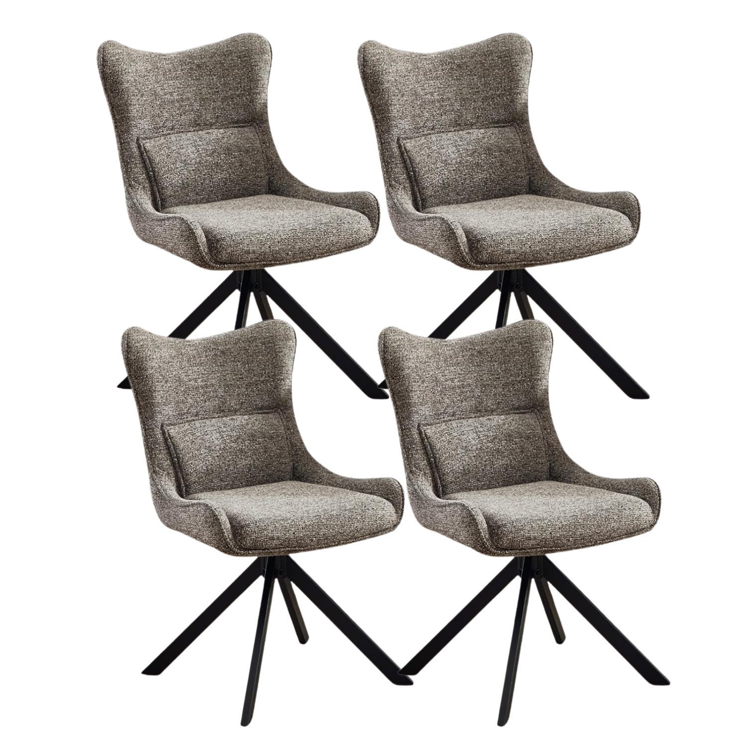 WAHSON OFFICE CHAIRS Esszimmerstuhl 360°Drehbar Esszimmerstühle 2er Set Drehstuhl Chenille mit Metallbeine (4 St)