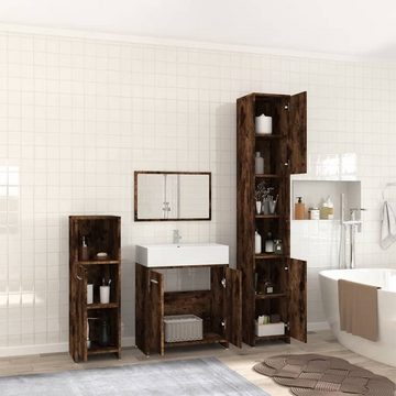 vidaXL Badezimmer-Set 4-tlg. Badmöbel-Set Räuchereiche Holzwerkstoff, (4-St)