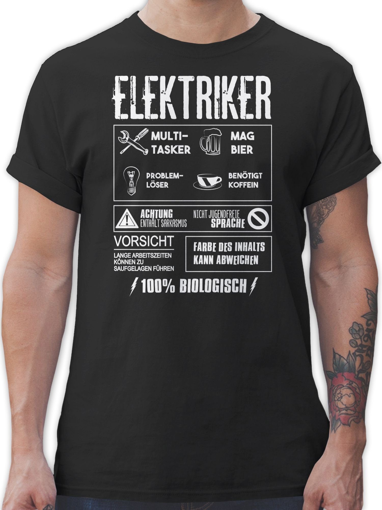 Shirtracer T-Shirt Elektriker - Geschenk Geschenkideen Lustige Geschenke Ich bin ein Elek Handwerker Geschenke 01 Schwarz