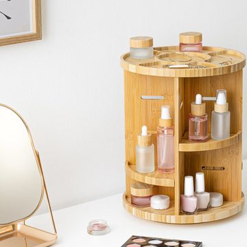 Navaris Make-Up Organizer Make Up Organizer 360° drehbar Aufbewahrung für Kosmetik Parfüm Bambus, 1-tlg.