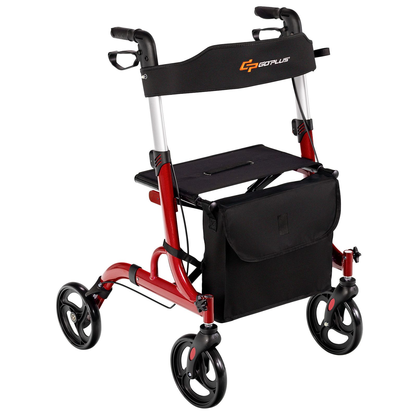 COSTWAY Rollator mit Sitz & höhenverstellbaren Griffen, bis 150kg, faltbar