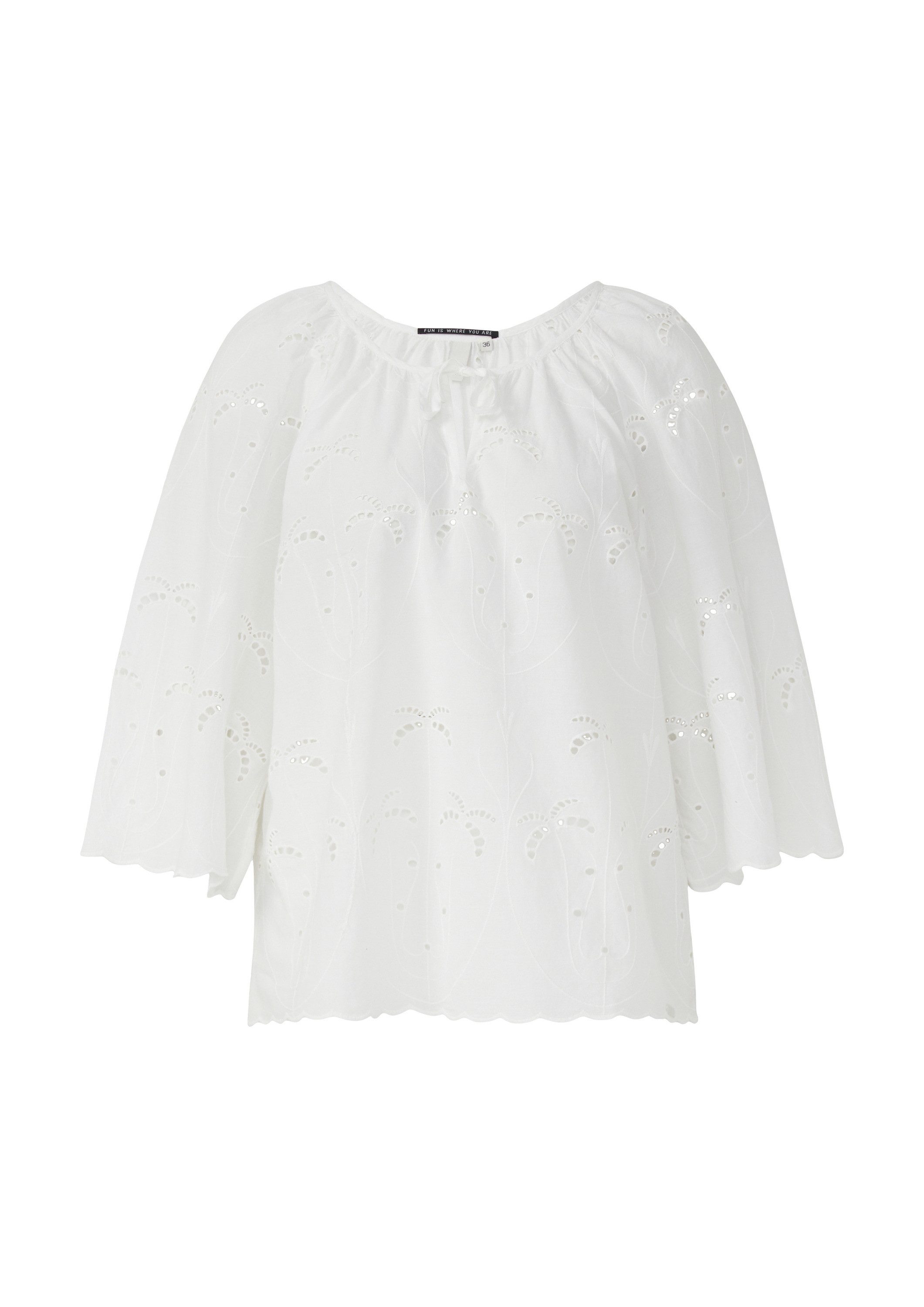 QS Kurzarmbluse Bluse Leichte Bluse mit Lochstickerei, QS x Sarah & Tini günstig online kaufen