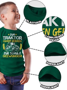 Shirtracer T-Shirt Zum Traktor fahren geboren zur Schule gezwungen Orange/Weiß Einschulung Junge Schulanfang Geschenke