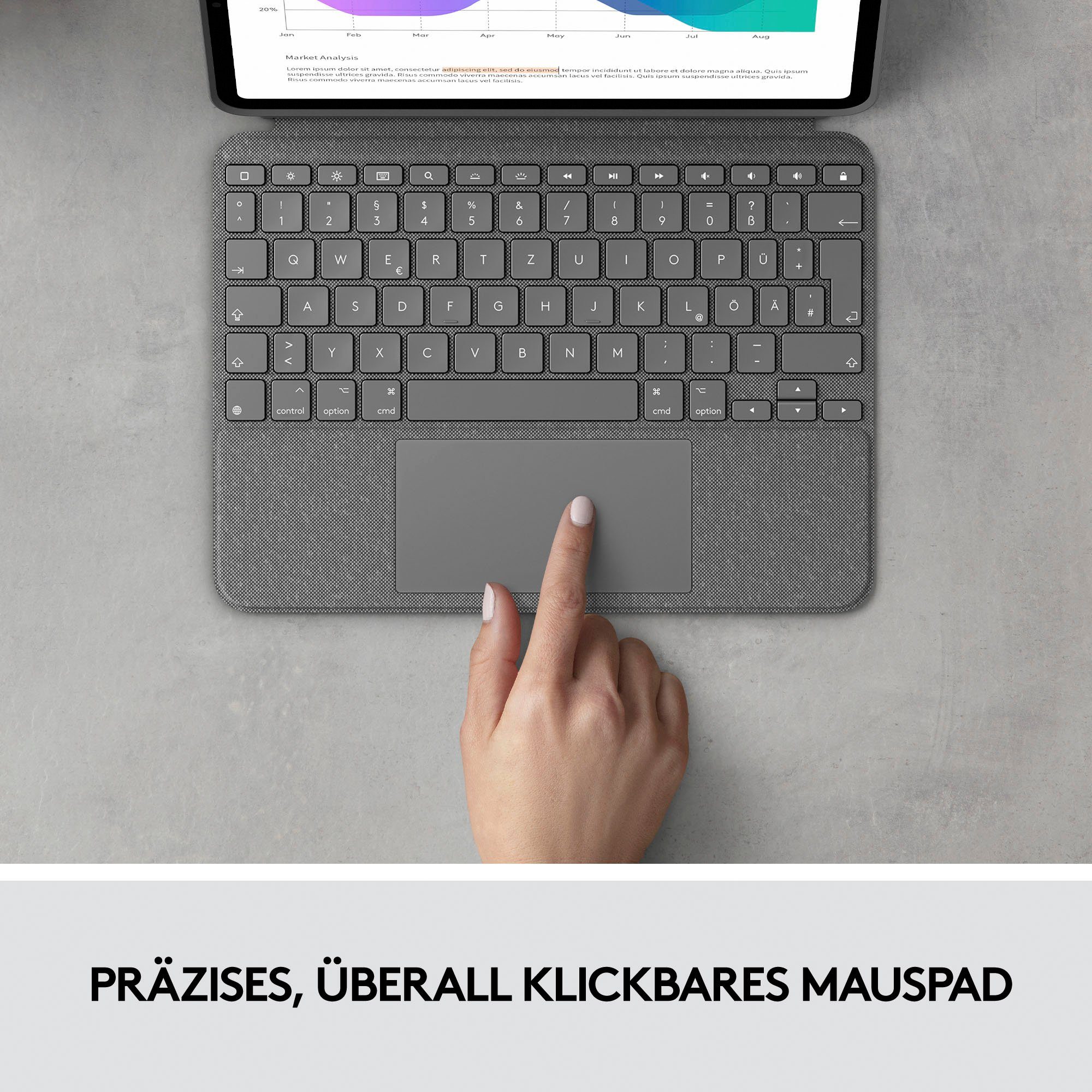 Logitech Combo Touch iPad Pro 11 Zoll iPad-Tastatur, Multimedia
