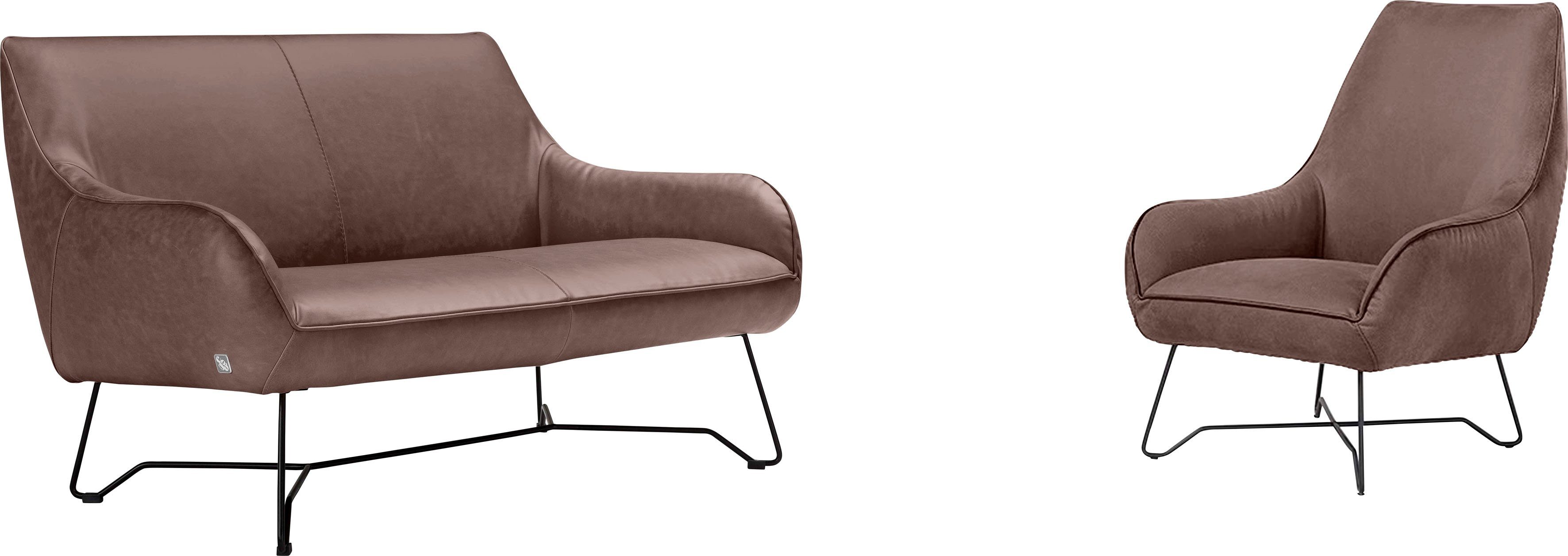Egoitaliano Polstergarnitur Namy, Designobjekt mit hohem Sitzkomfort und toller Detailverarbeitung, Set aus 2-Sitzer und Sessel, edles Metallgestell