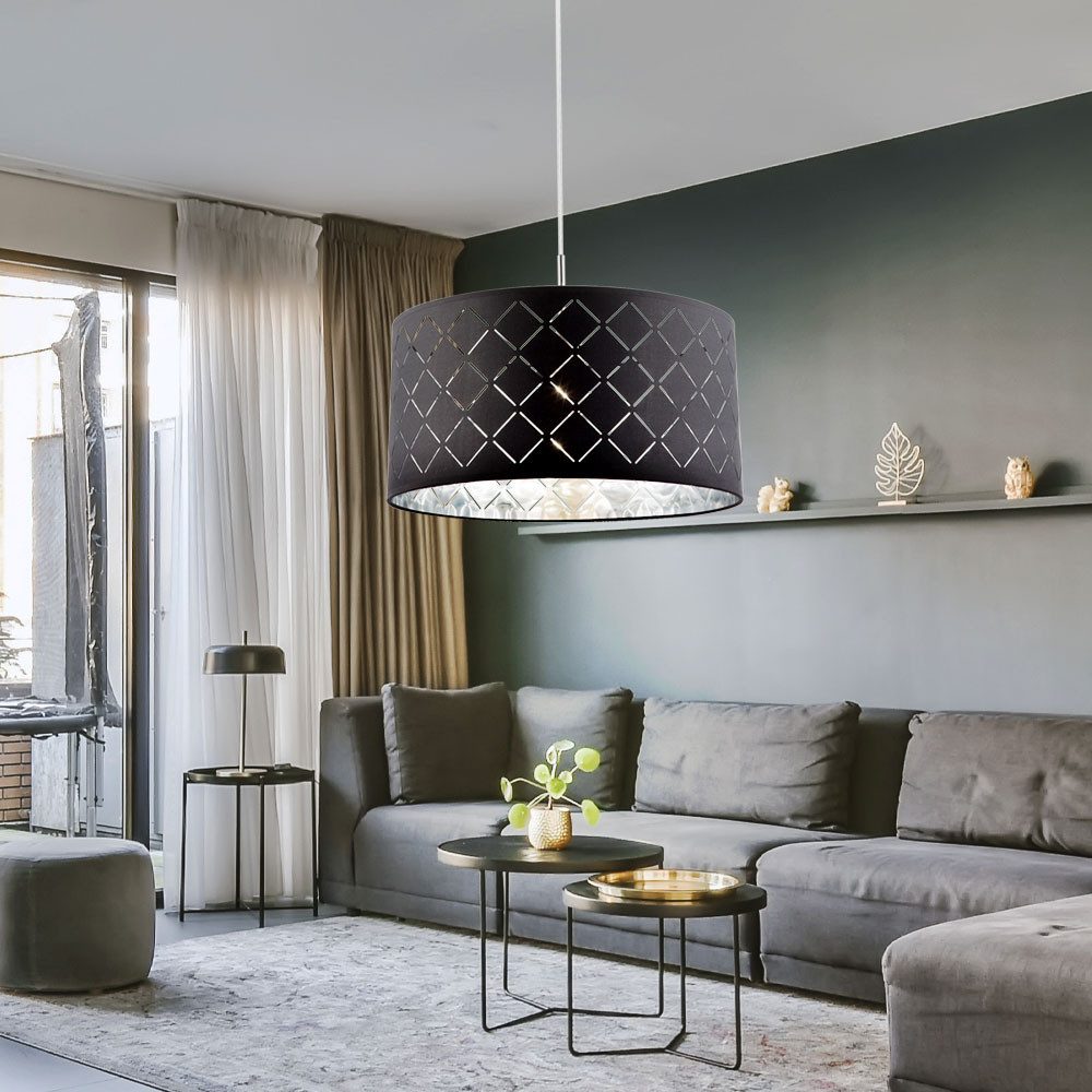 GLOBO LIGHTING Hängeleuchte, Leuchtmittel nicht inklusive, Hängelampe Deckenleuchte Wohnzimmer Stoffschirm hängend Pendelleuchte
