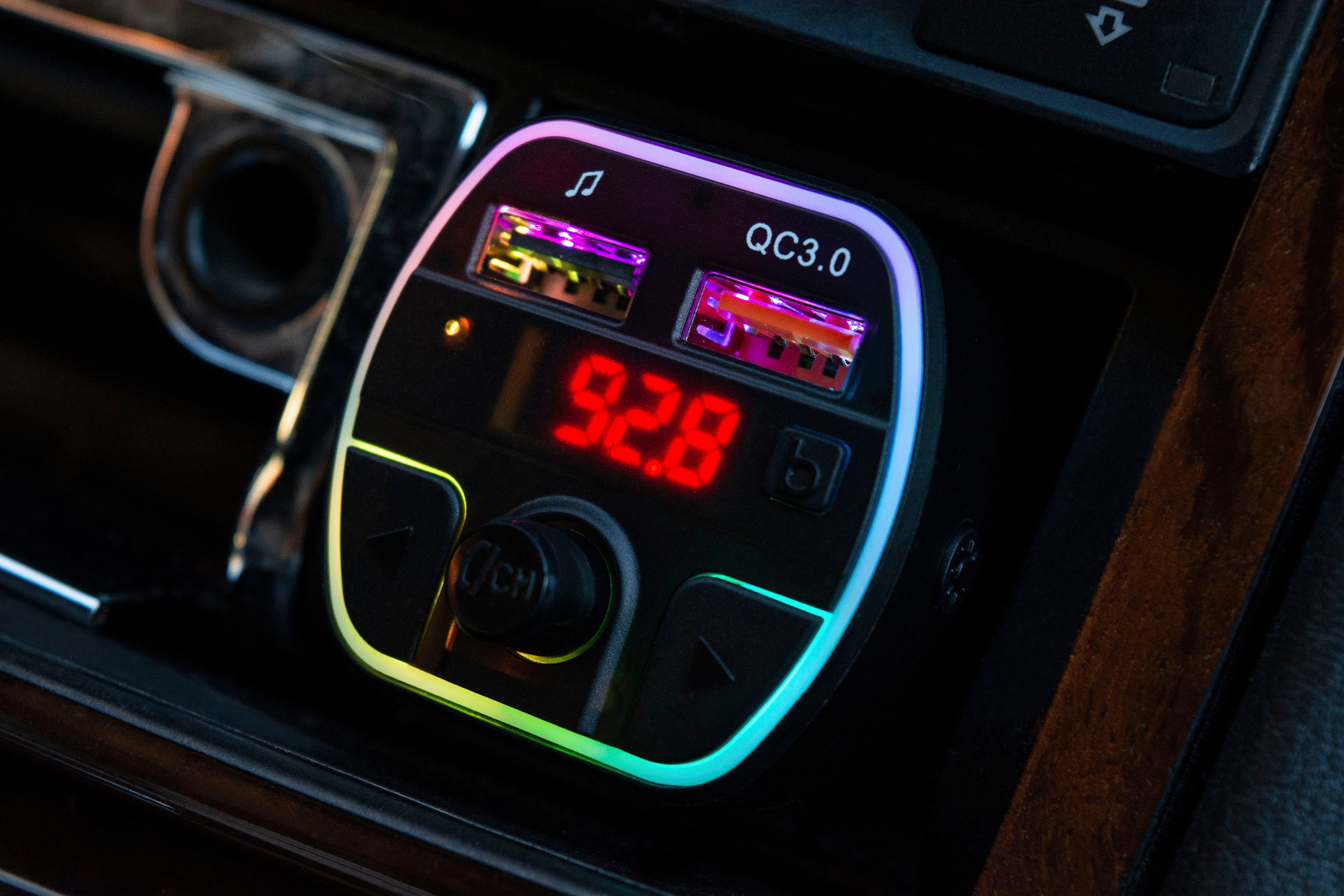 KFZ-Transmitter, Audioübertragung die über FMT1600BT Technaxx Stereoanlage FM-Kanal an RGB kabellose im Auto