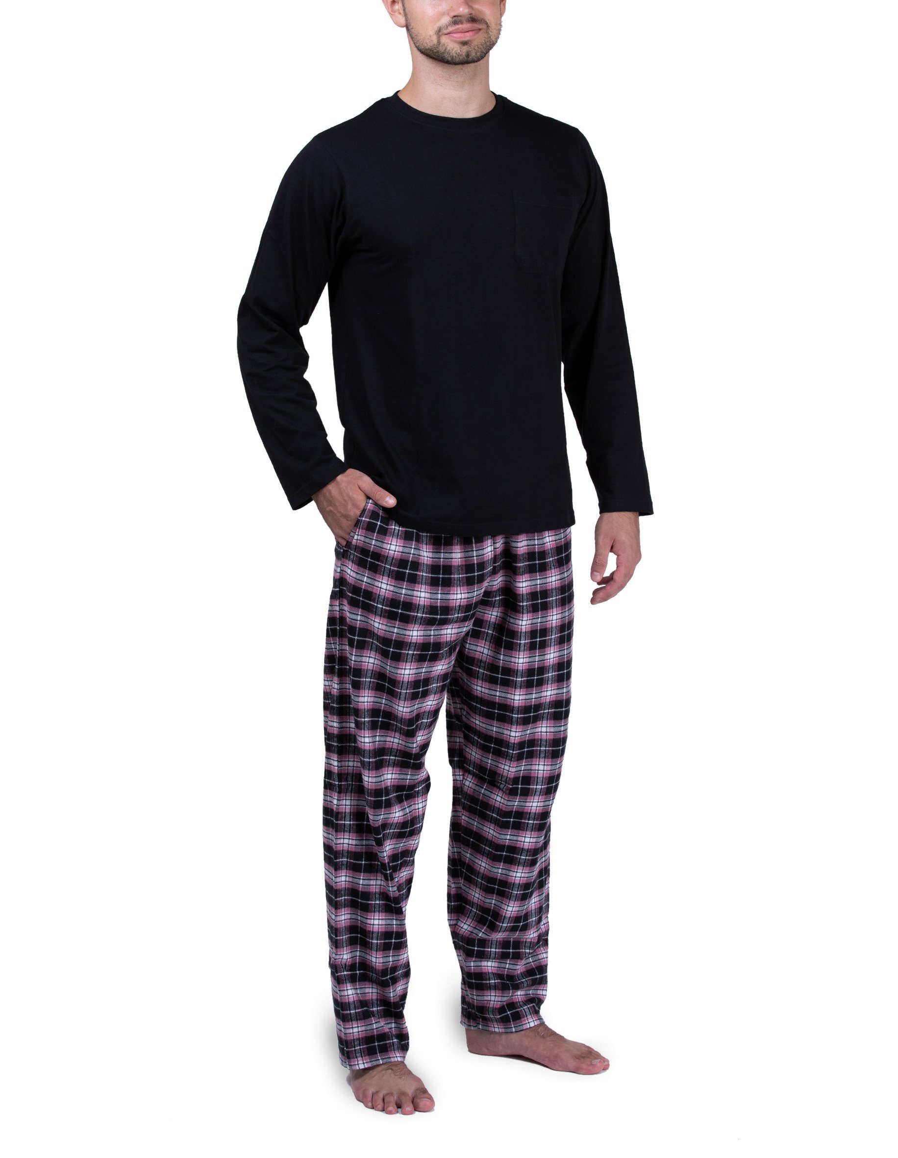 Moonline Pyjama Herren Schlafanzug mit Flanellhose günstig online kaufen