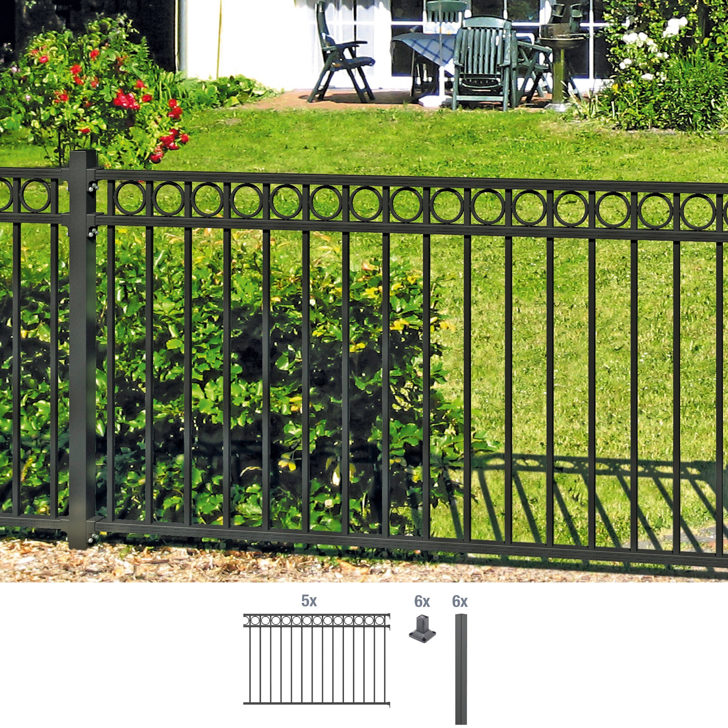 Alberts Metallzaun Circle, (Set), Höhe: 100 und 120 cm, Gesamtlänge: 10 m, zum Aufschrauben