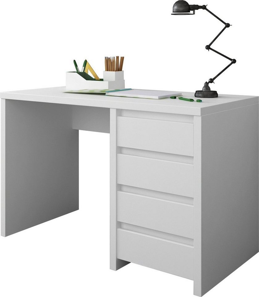Domando Schreibtisch Schreibtisch Jesolo in Weiß Matt, Breite 110cm,  beidseitig montierbar