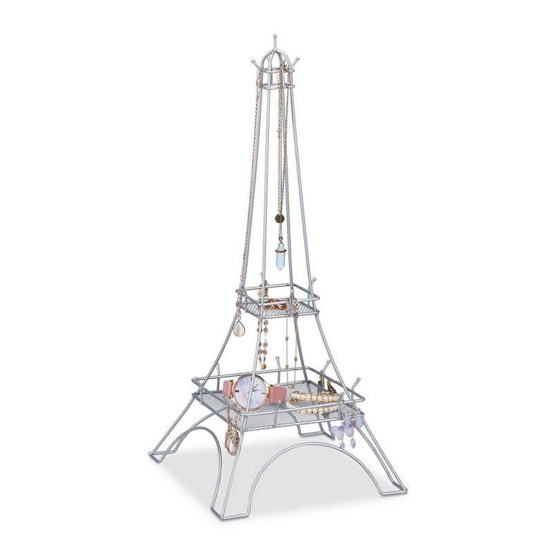 relaxdays Schmuckständer Schmuckständer Eiffelturm, Silber