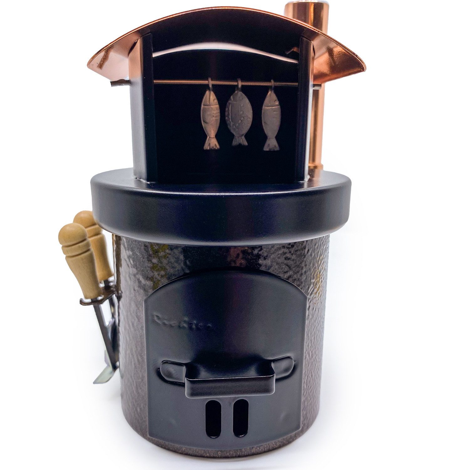 Crottendorfer Räucherhaus Räucherkamin Metall inkl. Kerz'l und Zubehör, Hergestellt im Erzgebirge