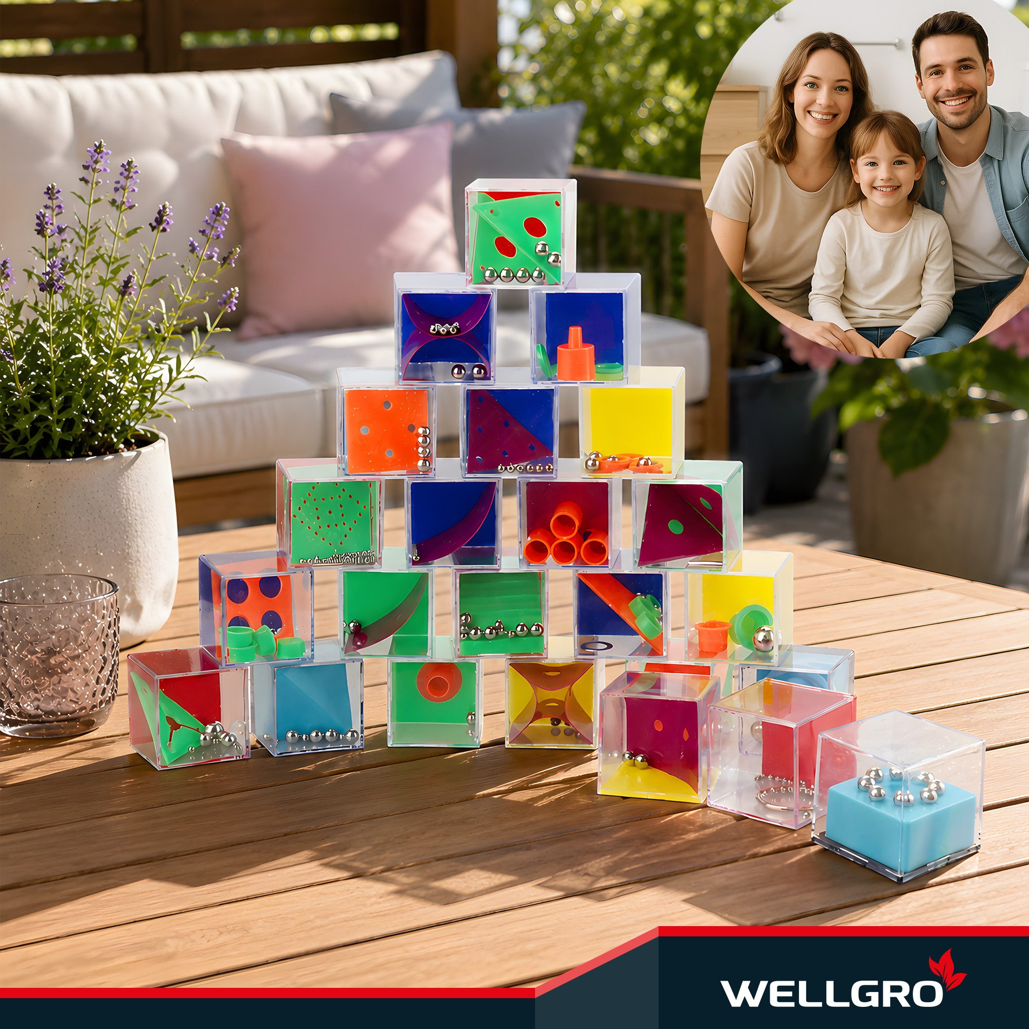 Wellgro Spielesammlung 24er Set Geduldsspiele - je ca. 4 x 4 x 4 cm (LxBxH)
