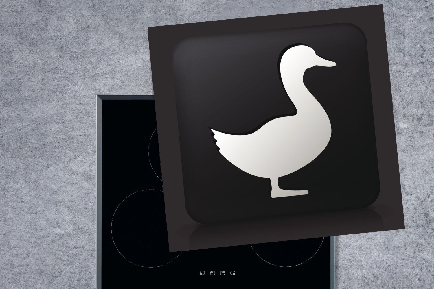 tlg), Hintergrund, Herdblende-/Abdeckplatte Illustration Ente für auf Arbeitsplatte cm, MuchoWow küche 78x78 schwarzem Ceranfeldabdeckung, (1 einer Vinyl,