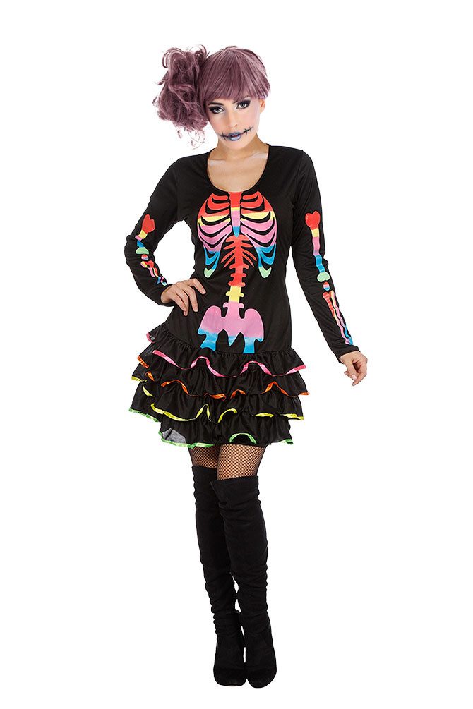 Kostüm Skelett Kleid Horror Damen Halloweenkostüm