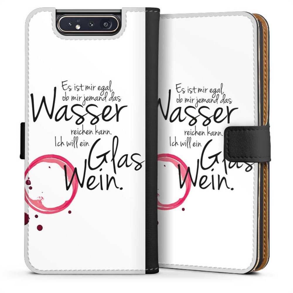 DeinDesign Handyhülle Es ist Mir Egal, Hülle, Handy Flip Case, Wallet Cover, Handytasche Leder Wein Sprüche Statement