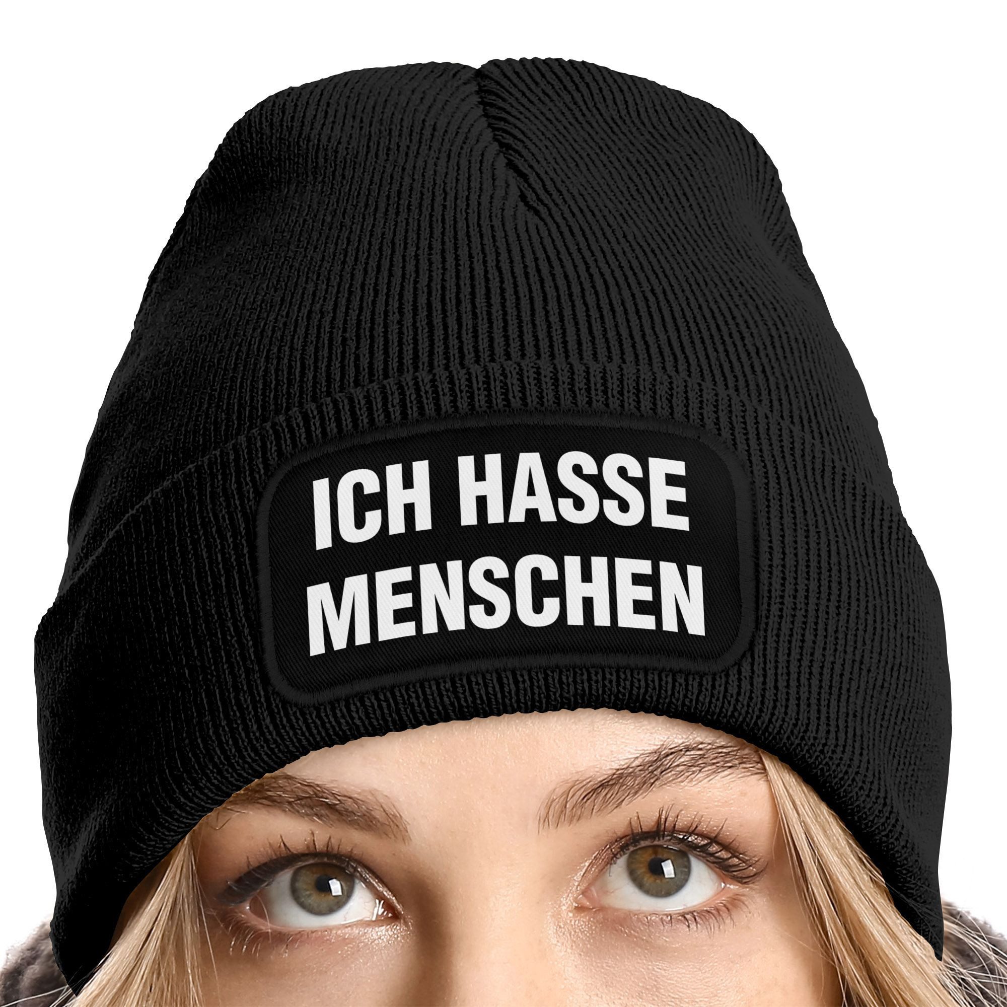 MoonWorks Strickmütze Damen Beanie mit Patch Strickmütze mit Spruch Ich has günstig online kaufen