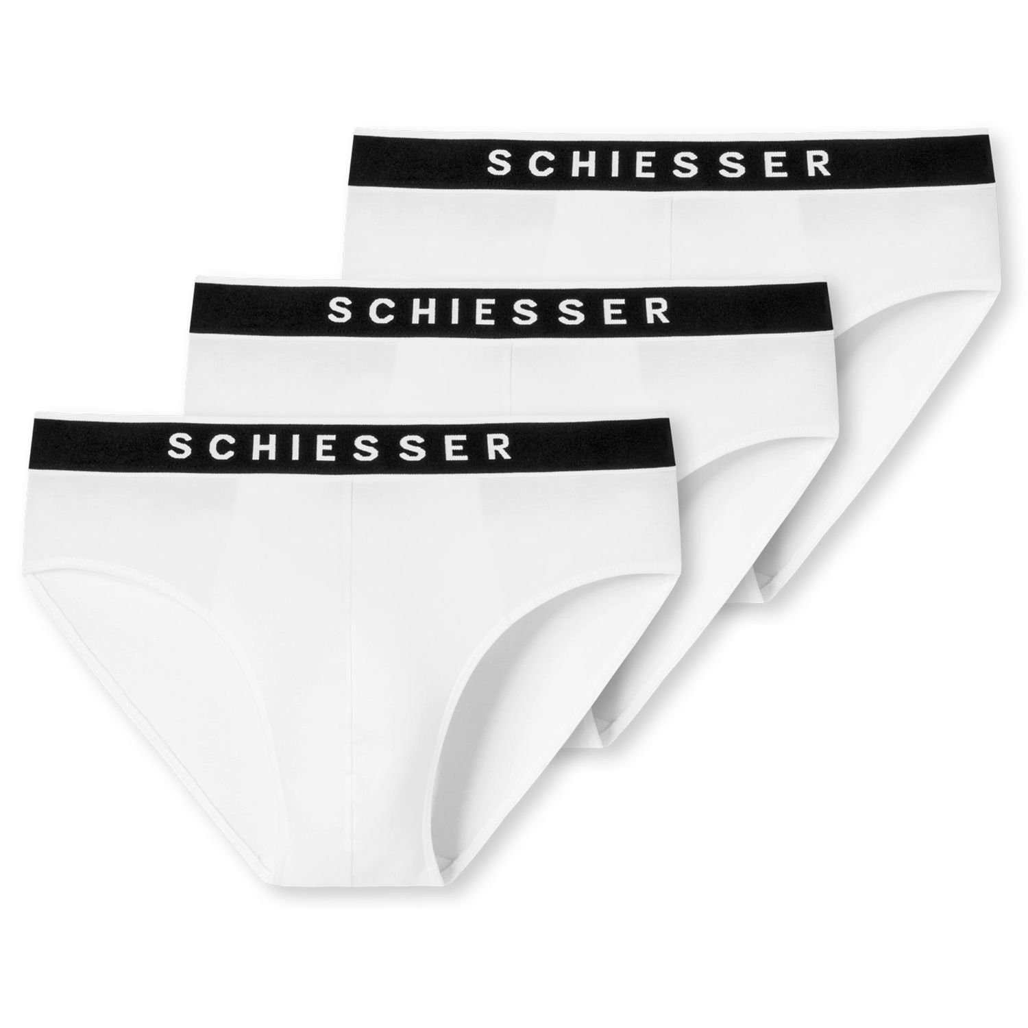 im und Webgummibund mit Slip Weiß Schiesser (3-St) SCHIESSER-Logo-Prägung sportlichem Pack 3er