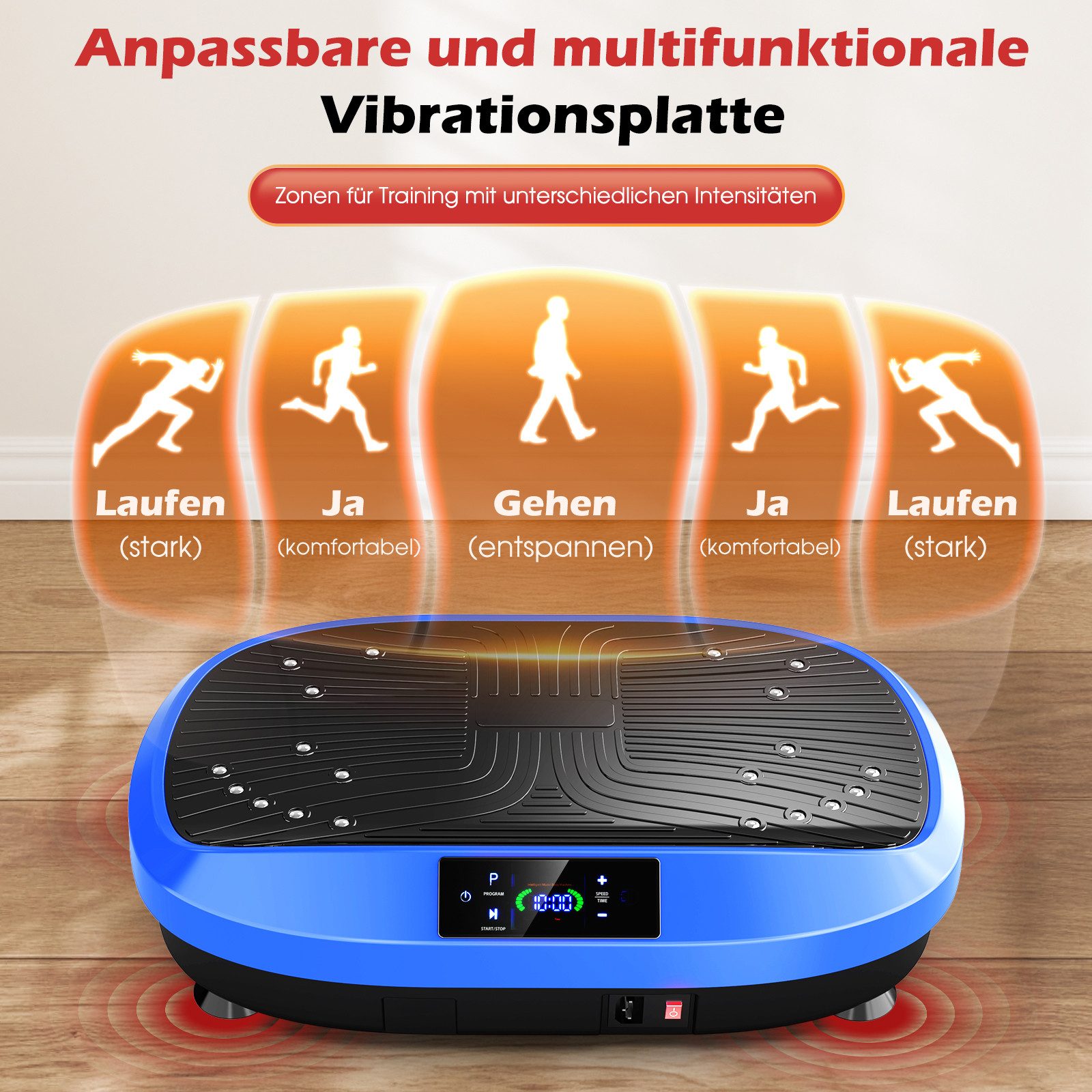 kehot Vibrationsplatte Vibrationsplatte für Ganzkörpertraining, LED Display & Fernbedienung, 200 W, 120 Intensitätsstufen, Leise Trainingsplatte mit Widerstands – Bild 3 von 5