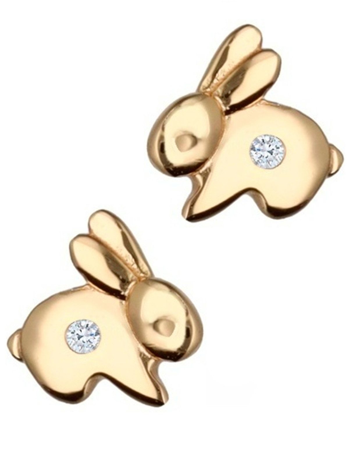 Goldene Hufeisen Ohrstecker-Set Hoppelige Eleganz Goldene Hasen Ohrringe für kleine Prinzessinnen, 925 Silber (Sterlingsilber), vergoldet, Hypoallergen