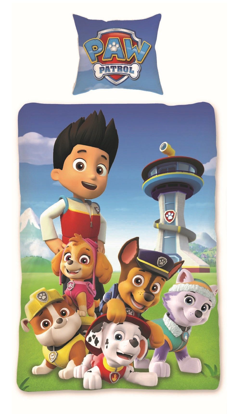 Familando Kinderbettwäsche Paw Patrol "Ryder & Mighty Pups" 135x200 + 80x80 günstig online kaufen