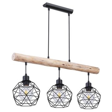etc-shop LED Pendelleuchte, Leuchtmittel inklusive, Warmweiß, Farbwechsel, Vintage Decken Lampe dimmbar Fernbedienung Holz Balken