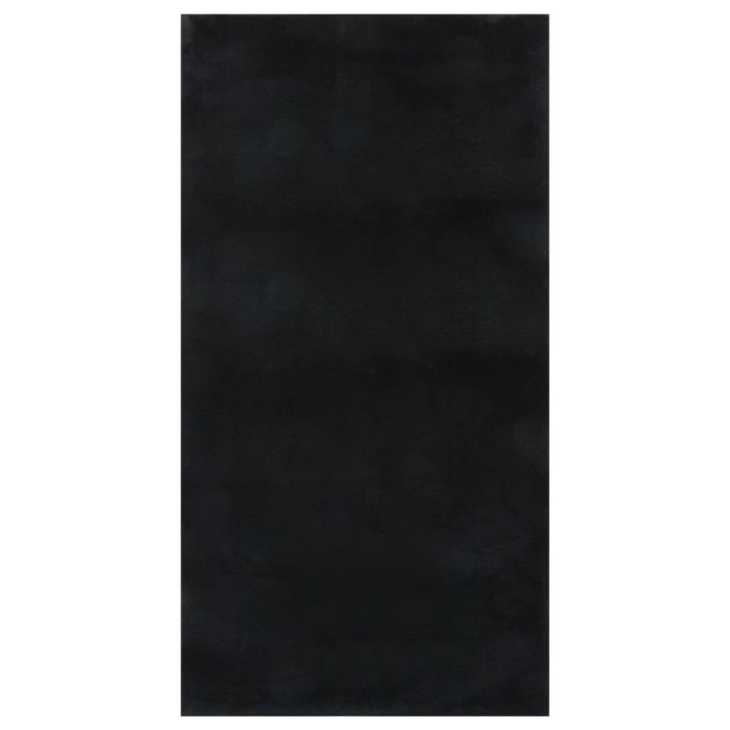 Kurzflor vidaXL, Teppich Waschbar 80x150 Flauschig Rutschfest Rechteckig Teppich Schwarz,