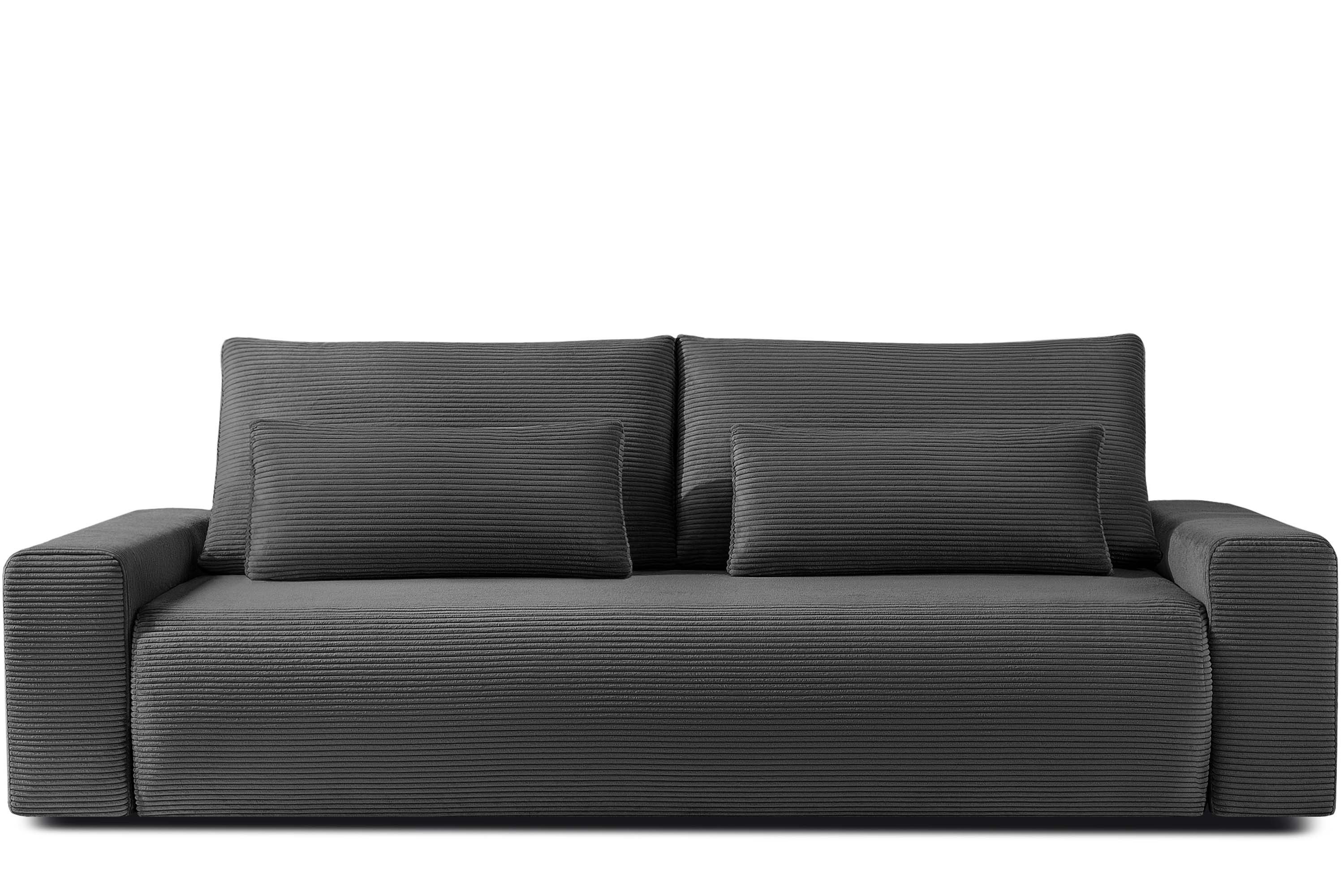 KONSIMO® 3-Sitzer MOLLIS Schlafsofa, Einzelsofa, mit Wellenfeder, hergestellt in der EU, Mega große Liegefläche für bis 2,5 Personen, mit Schlaffunktion, mit Bettkasten, mit zwei Zierkissen, Modern