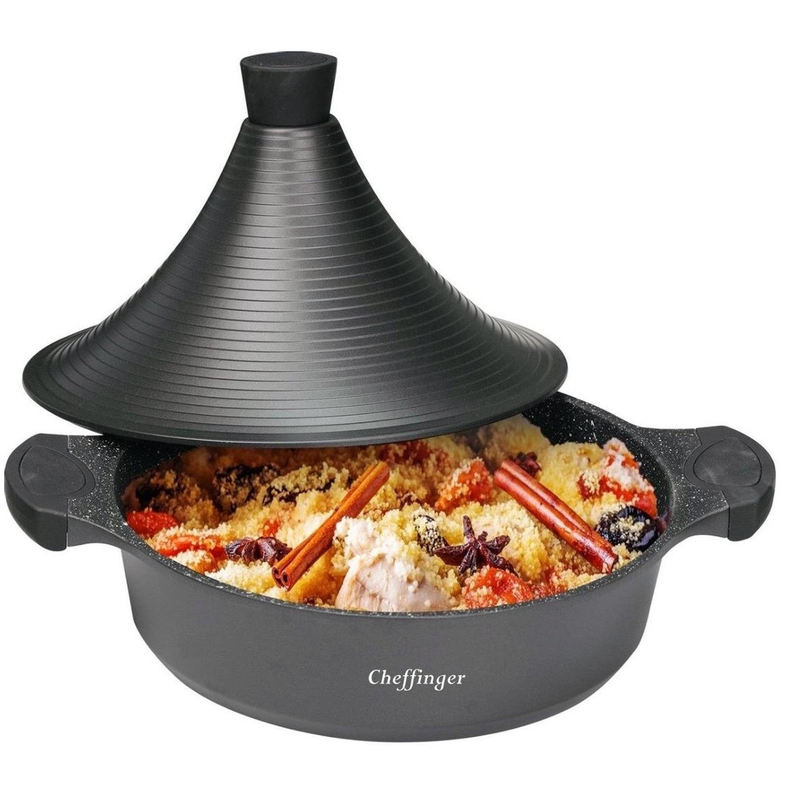 Cheffinger Bräter 28 cm Tajine Gartopf Dampfgarer Bräter Tagine, Induktion