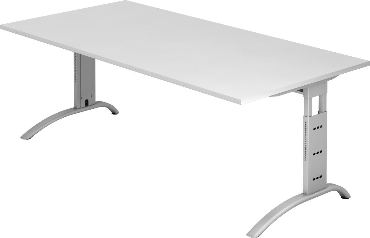 HAMMERBACHER Schreibtisch Schreibtisch 200x100cm höhenverstellbar bis 85cm Weiß