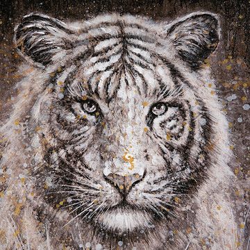 GILDE Gemälde Bilder Set Wildlife Tiger 40x40cm Löwe 40x40cm Leinwand, Tiger und Löwe (Set, 2 St), Auf Leinwand gemalt