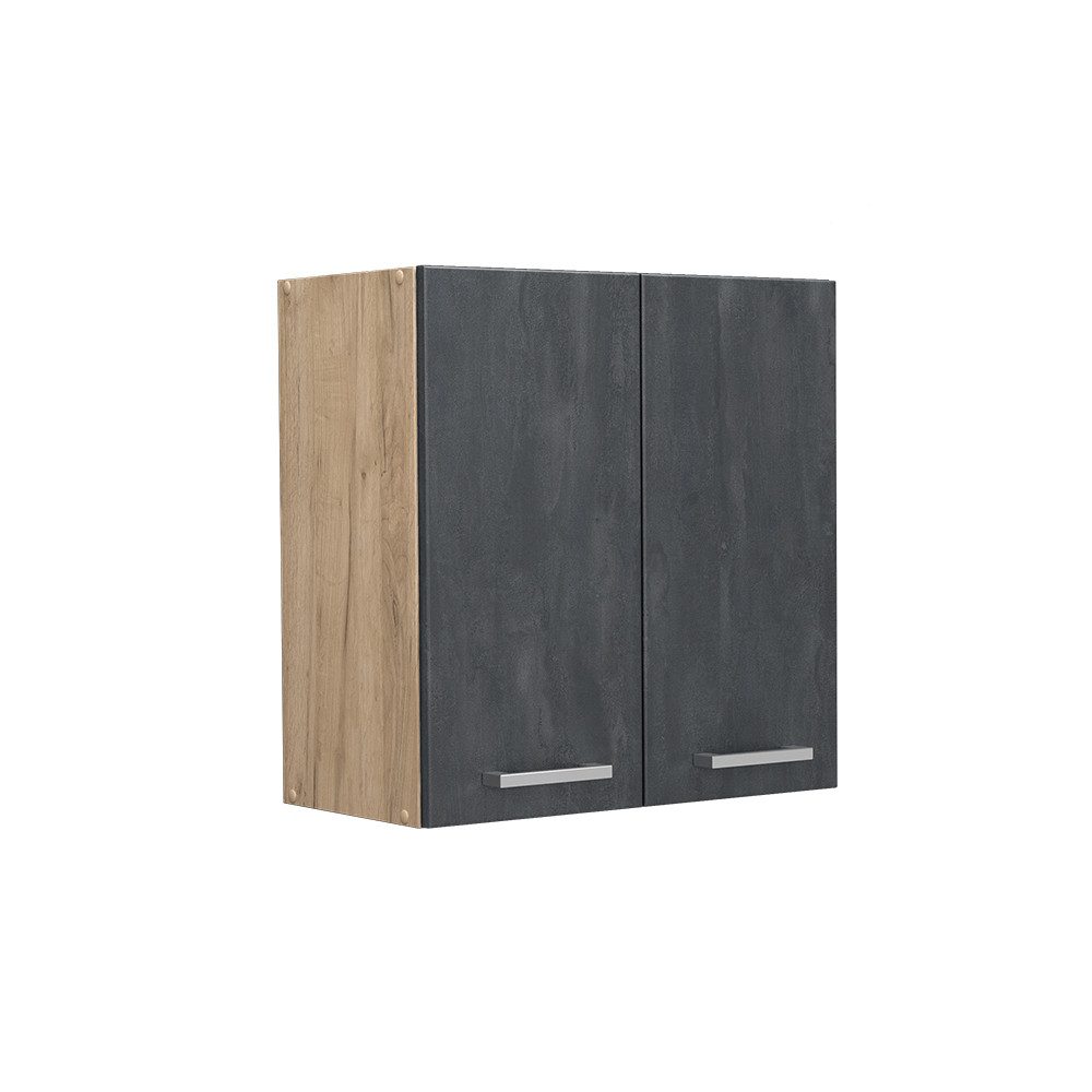 Livinity® Hängeschrank Küchenoberschrank R-Line 60 cm Goldkraft Schwarz Beton