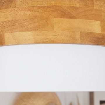 hofstein Deckenleuchte »Campitello« Deckenlampe aus Metall/Holz/Stoff, Nickel-matt/Natur/Weiß, ohne Leuchtmittel, Leuchte im skandinavischen Design, Ø30cm, 2xE14