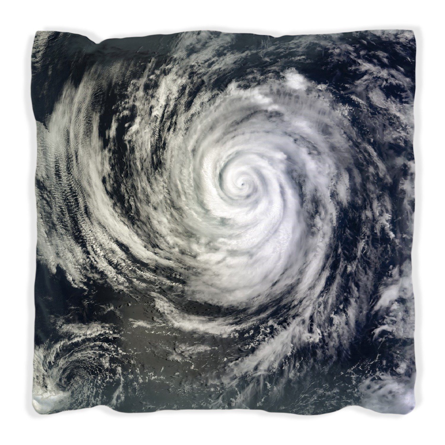 Wallario Dekokissen Hurrikan von oben - Spiralförmiger Wirbelsturm, handgenäht