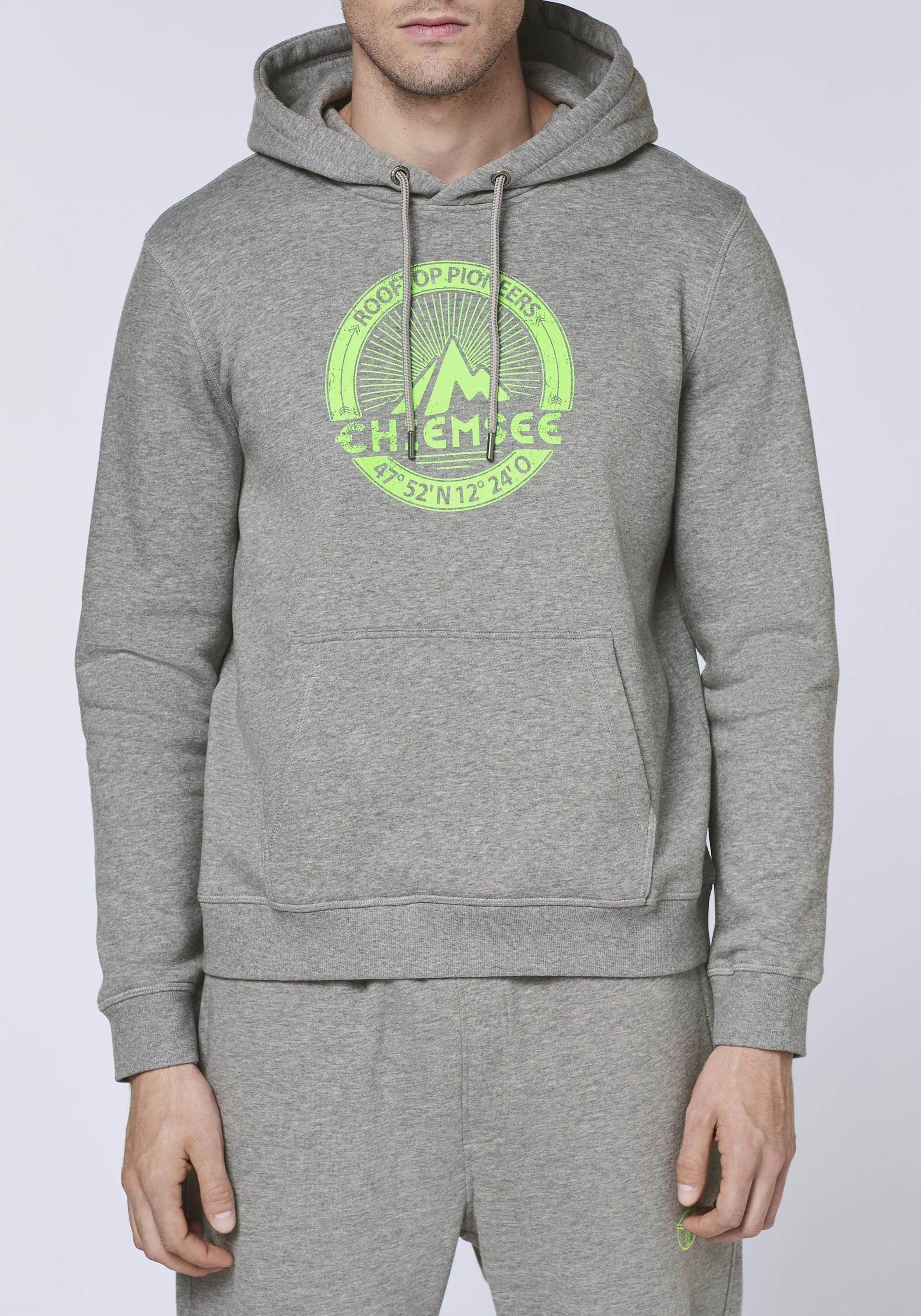 mit Hoodie 1 Chiemsee Melange Gray Kapuzensweatshirt 17-4402M Neutral Label-Mountain-Motiv