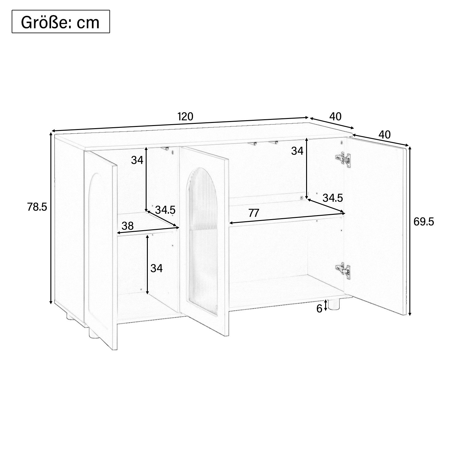 Thanaddo Sideboard U-förmiges Sideboard mit Glastür günstig online kaufen
