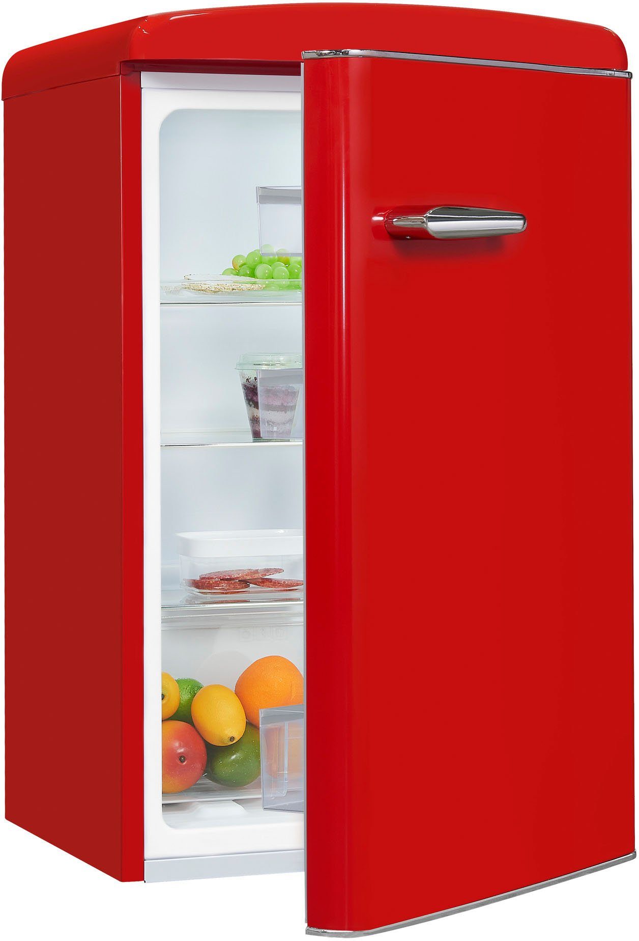 exquisit Kühlschrank RKS120-V-H-160F rot, 89,5 cm hoch, 55 cm breit | Kühlschränke