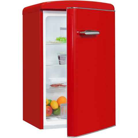 exquisit Kühlschrank RKS120-V-H-160F rot, 89,5 cm hoch, 55 cm breit, 122 L Volumen