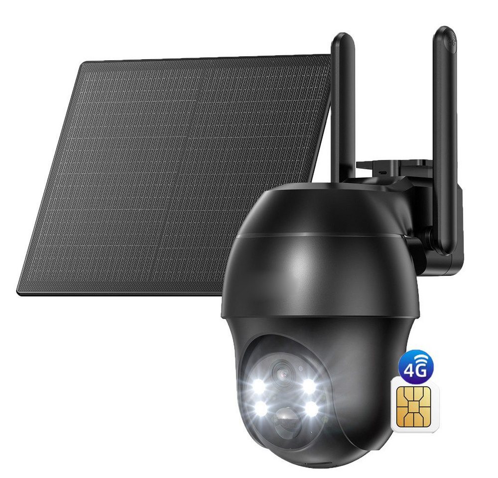 Topcony Überwachungskamera 4G LTE Überwachungskamera Aussen Akku mit SIM Karte Aussen Solar/Akku (Aussen, Außenbereich,Home,Schule,Geschäft,Wald,Farm,Campingbus,Straße, Bewegungserkennung&Alarm,IP65 &Solarstromversorgung,Alexa, 1-tlg., 15M Farbnachtsicht