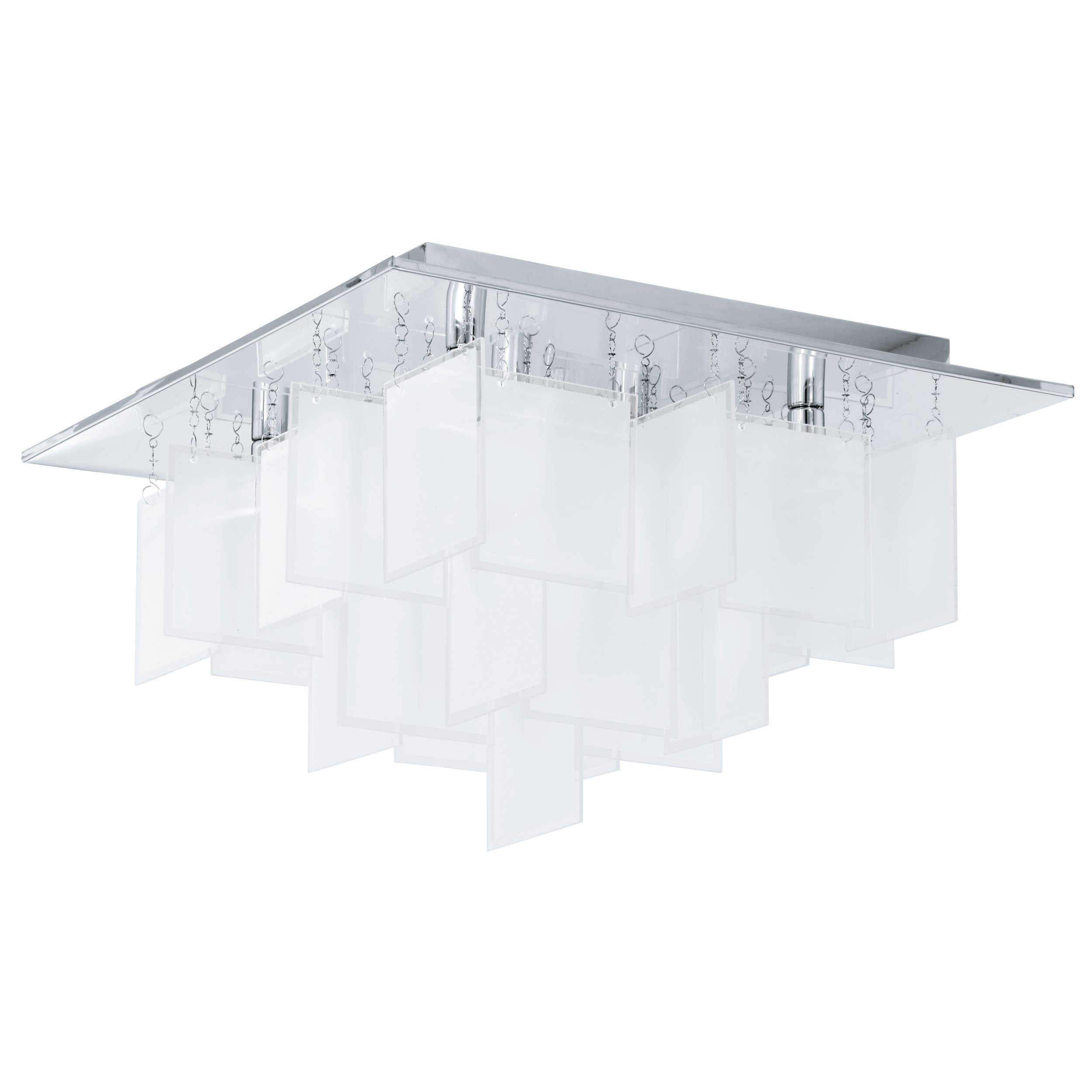 EGLO LED Deckenleuchte Condrada 1, Leuchtmittel inklusive, LED-Deckenleuchte Chrom/Glas 1640lm 2700lm - Condrada 1