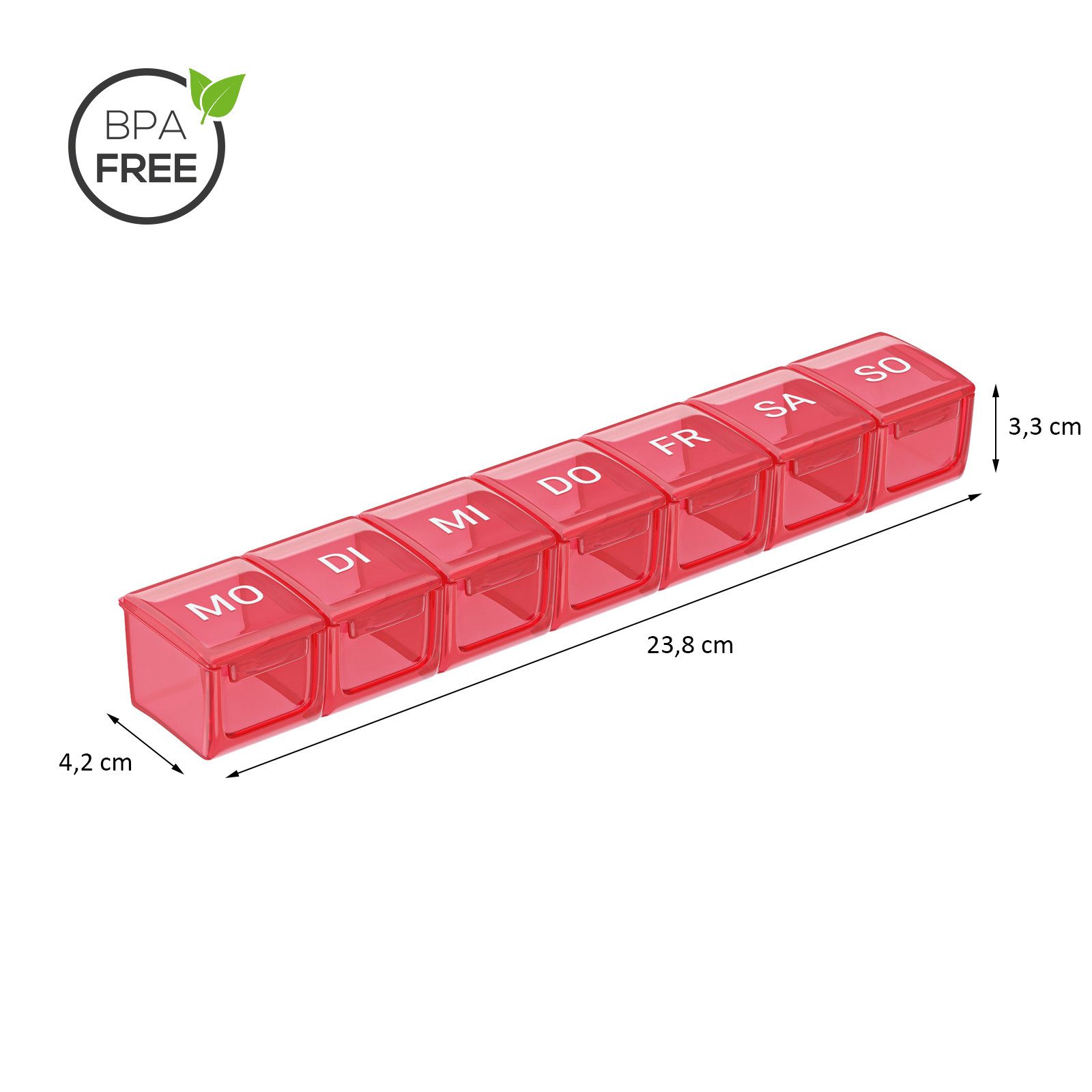 Wellgro Pillendose Große Tablettenbox für 7 Tage mit Druckverschluss