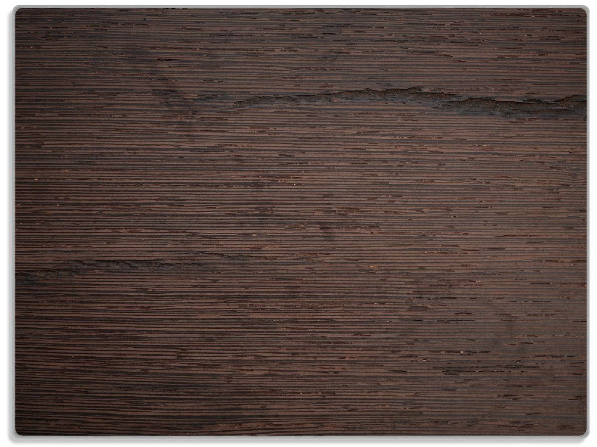 4mm, Holz, dunkelbraunes 30x40cm 1-St), Holz-Optik rutschfester (inkl. Gummifüße Schneidebrett ESG-Sicherheitsglas, Wallario Textur