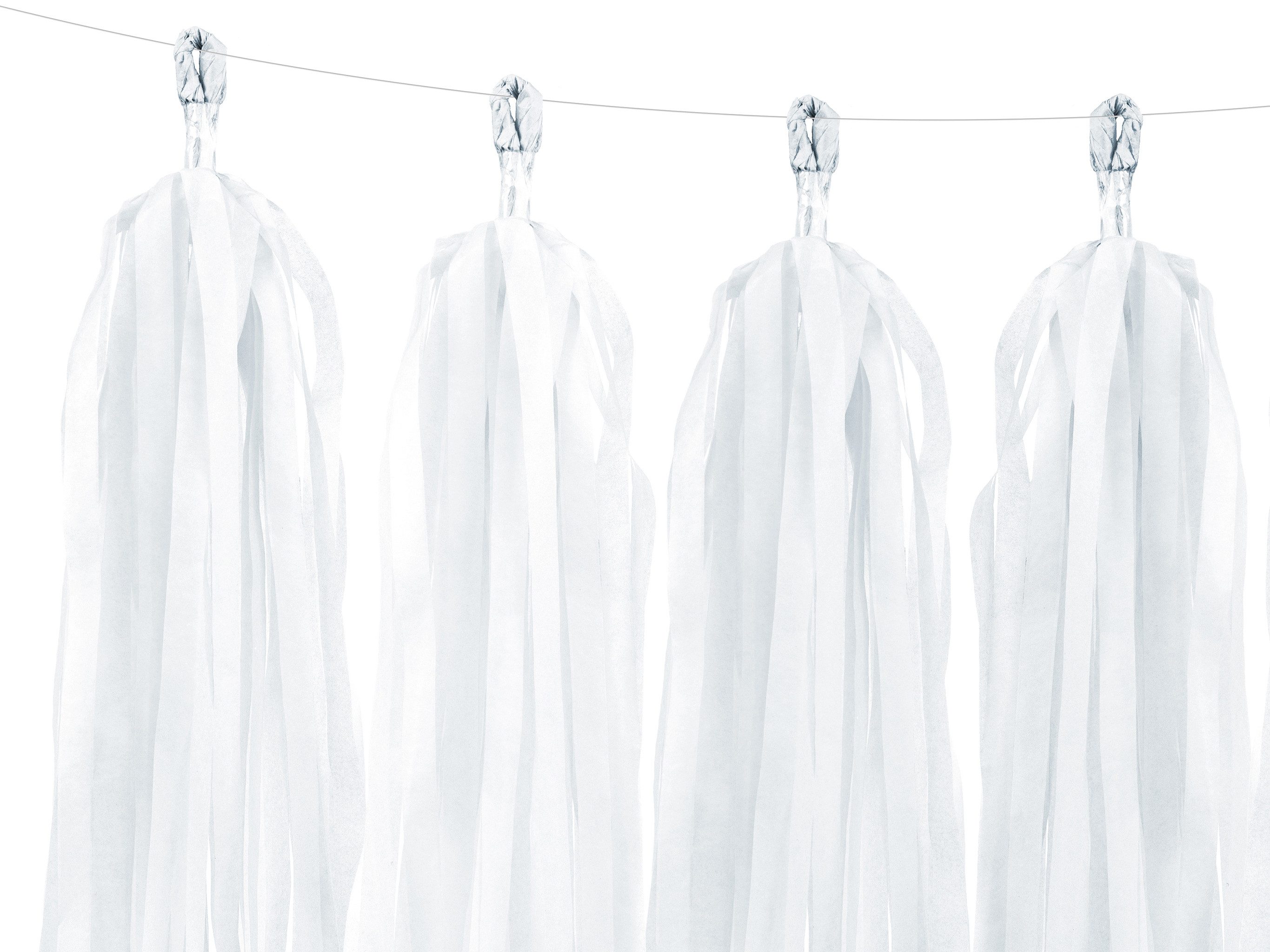 partydeco Dekohänger, Girlande mit Quasten 30x150cm Weiß