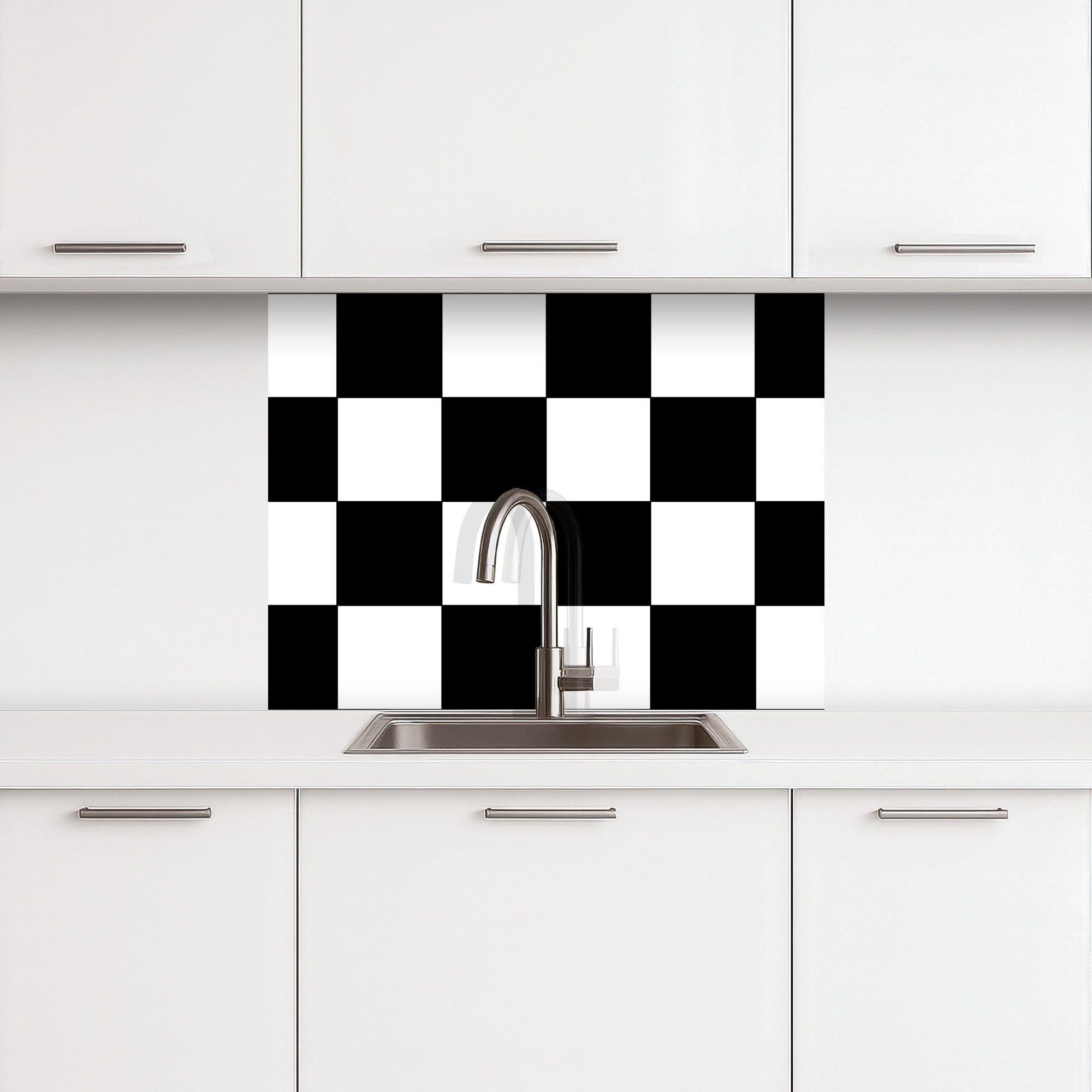 KitchenYeah Küchenrückwand selbstklebend Schachbrett - Muster - Schwarz und günstig online kaufen