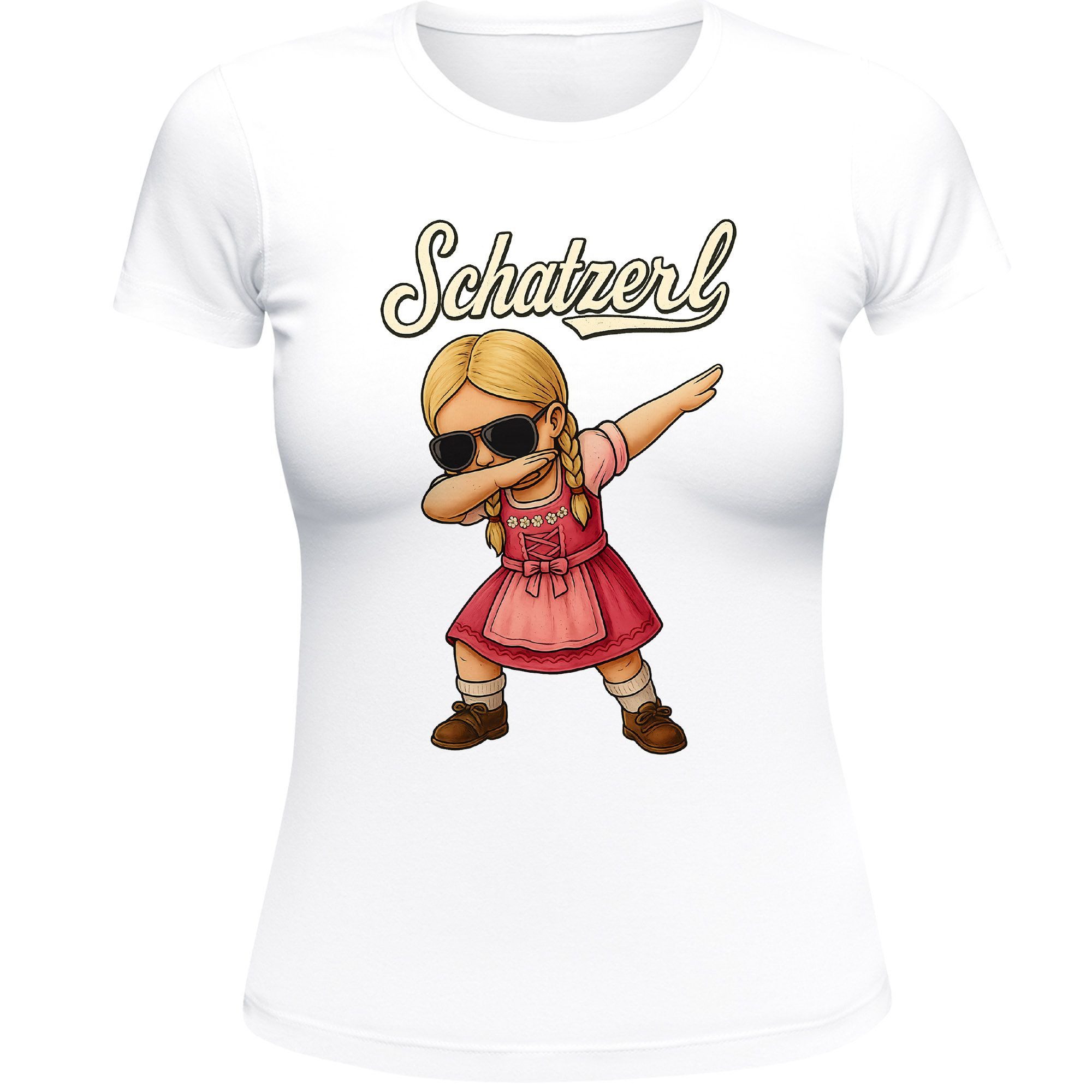 MoonWorks Print-Shirt Damen T-Shirt für das Oktoberfest Schatzerl Dirndl-Madl Fun-Shirt mit Print
