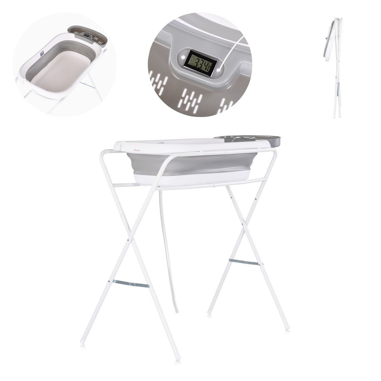 Chipolino Babybadewanne Babybadewanne-Set Slim Ständer, 90 cm, Ablage, klappbar, Thermometer